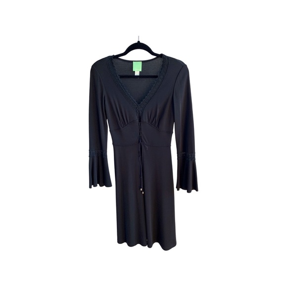 Citrine Black Lace Up Black Dress Size 08 - Picture 2 of 6